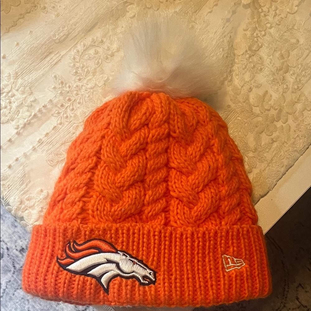 Orange Knit Kids Beanie with Pom Pom